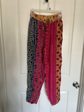 EARTHBOUND Multicolor Boho Printed Harem Pants - Pink, Gold, Blue